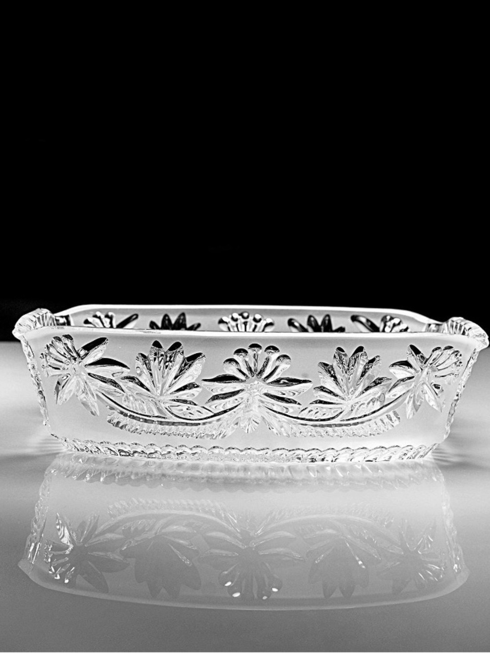 Pressed Glass Decorative Serving Dish - Clear